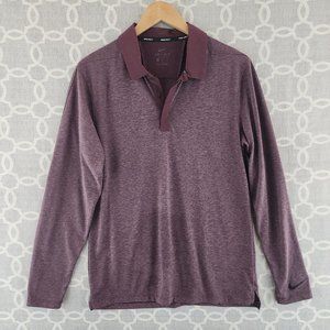 Nike Golf Dri-Fit Purple Collar Long Sleeve Pullover Men's Athletic Golf Shirt M
